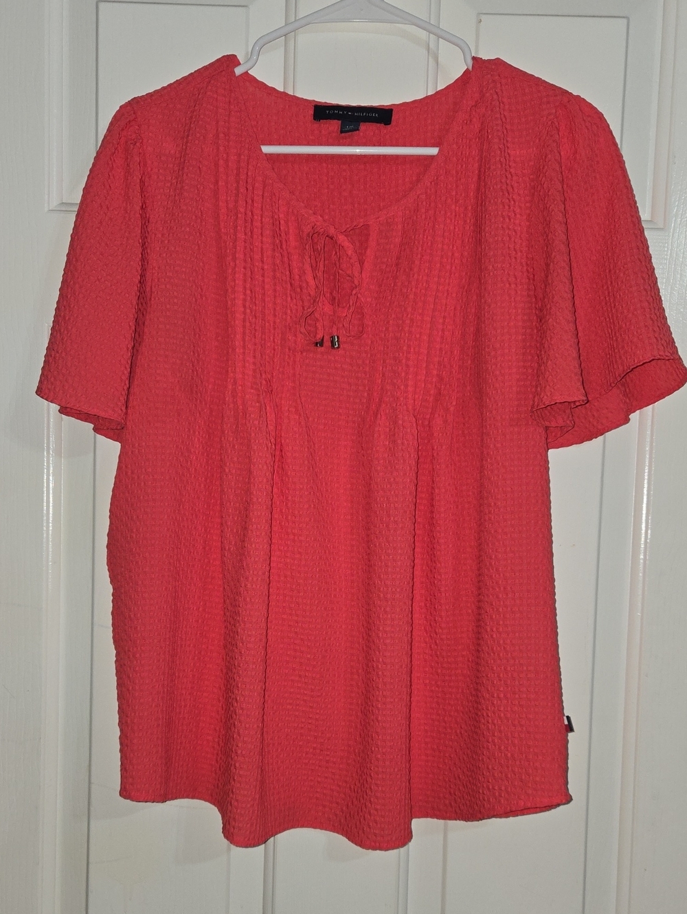 Tommy Hilfiger Coral Tie-Front Flutter Sleeve Blouse
